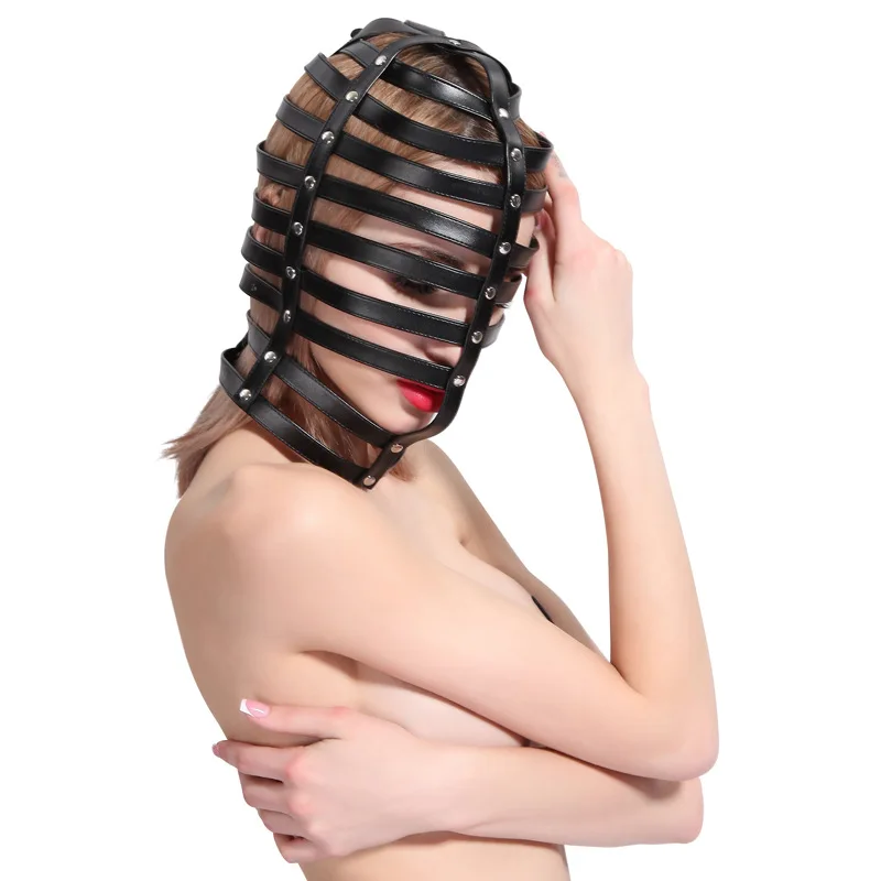 PU Leather Sexy Toys BDSM Hollow Fetish Mask Hood Bondage Costumes Party Cosplay Slave Punish Headgear Adult Game | Красота и