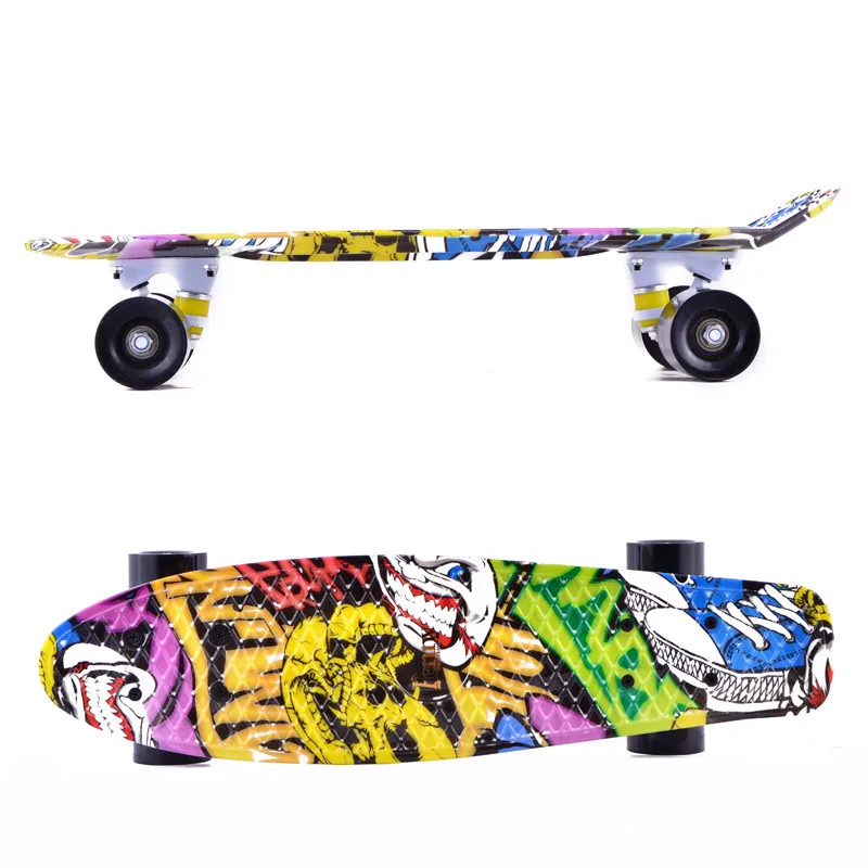 Скейтборд с рисунком рыбы 22 дюйма скейтборд пастельного цвета банана мини