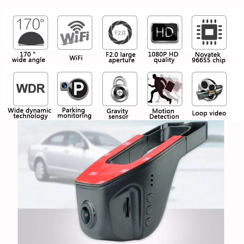 Камера наблюдения за парковкой ночного видения HD 1080 P wifi видеорегистратор