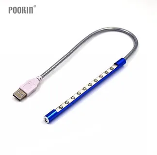 Blue Мини 10 светодиодный S сенсорный переключатель Версия USB светильник гибкий металлический светодиодный светильник Настольная лампа s для ноутбука ПК компьютера - Испускаемый цвет: Blue