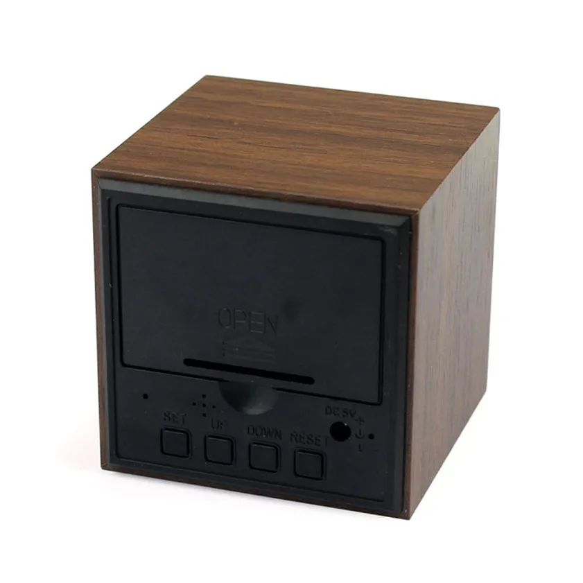 Zero Mini Cube Стиль цифровой Красный светодиодный деревянный стол будильник