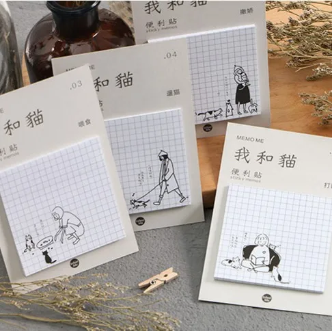 Креативные блокноты для записей с изображением кошки 30 листов клейкие заметки