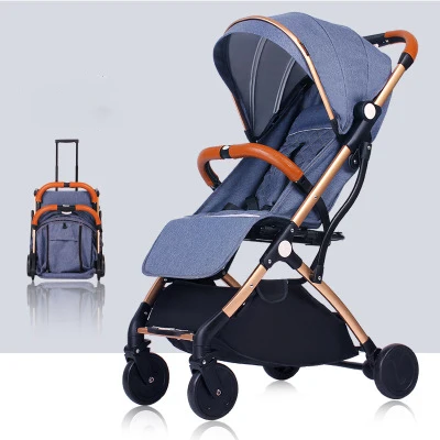Gold Denim Blue TIANRUI легкая складная детская коляска может лежать на простой 2 в 1 Детские коляски silla de paseo - Цвет: Gold Denim Blue