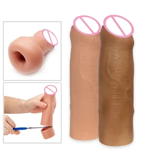 Многоразовый мягкий силиконовый презерватив, увеличитель удлинитель фаллоимитатора, реалистичный увеличитель пениса, увеличитель секс игрушка для взрослых для мужчин