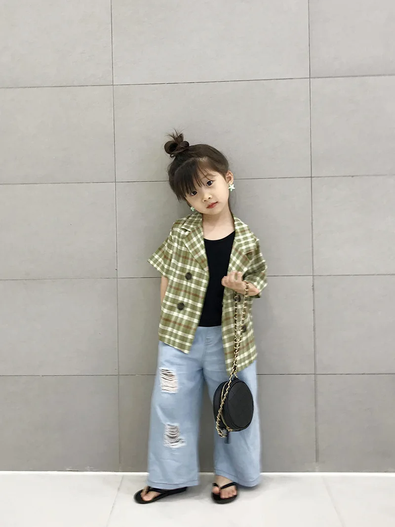 Брюки с колокольчиками для девочек осенние джинсы маленьких детские джинсовые