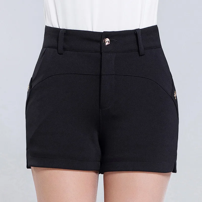 Женские шорты с высокой талией большие размеры эластичные лето 2019 вязаные