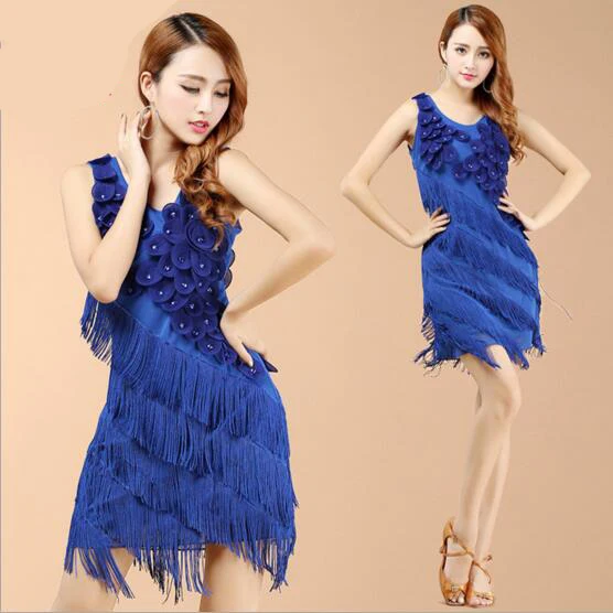 Женское платье с бахромой черное красное для танго одежда женщин платья румбы