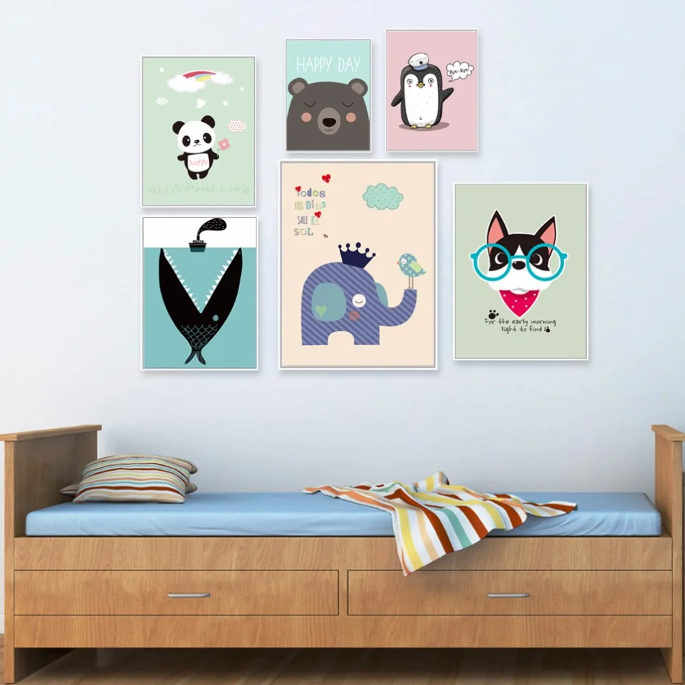 Скандинавском стиле с мультипликационным принтом панда картина слона на холсте