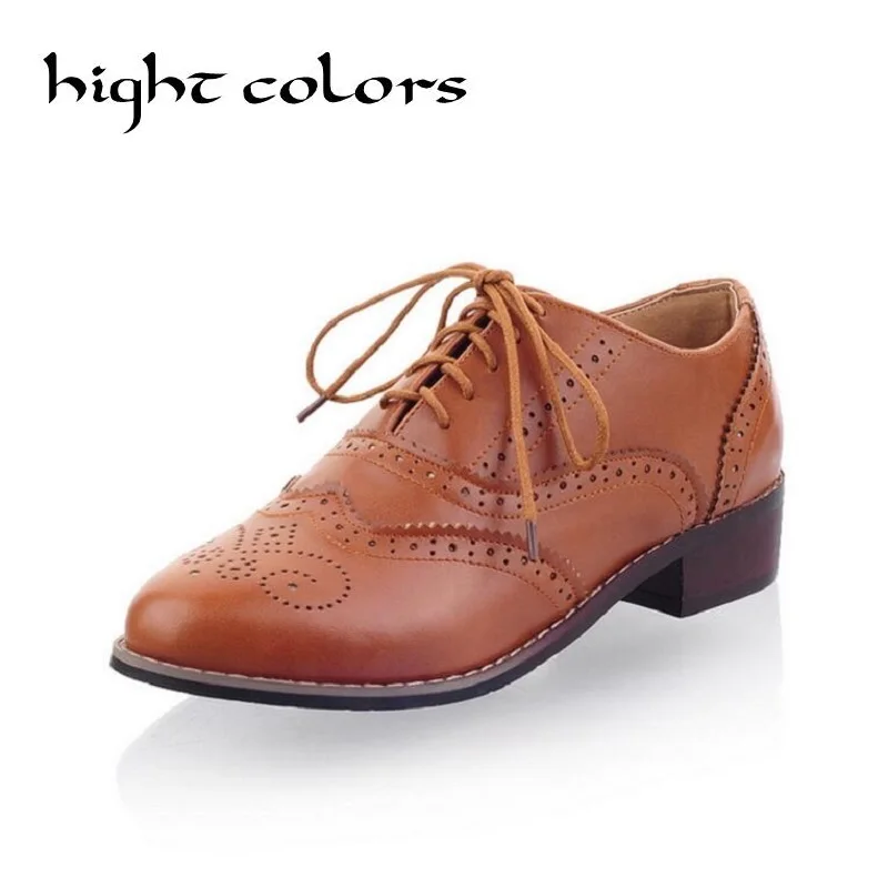 Лидер продаж 2019 женские модные классические туфли с круглым носком на шнуровке