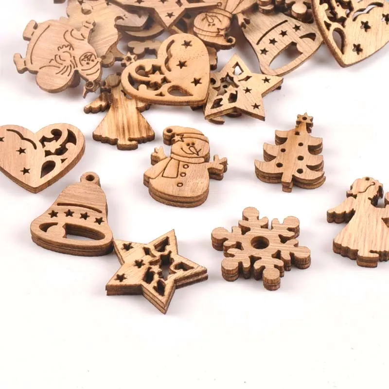 

Деревянные новогодние подвески 25 шт