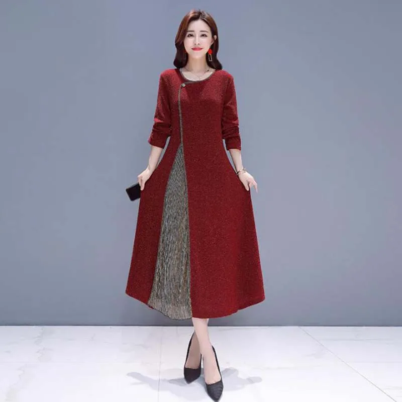 

Женское винтажное платье-футболка, Осень-зима размера плюс, 5XL
