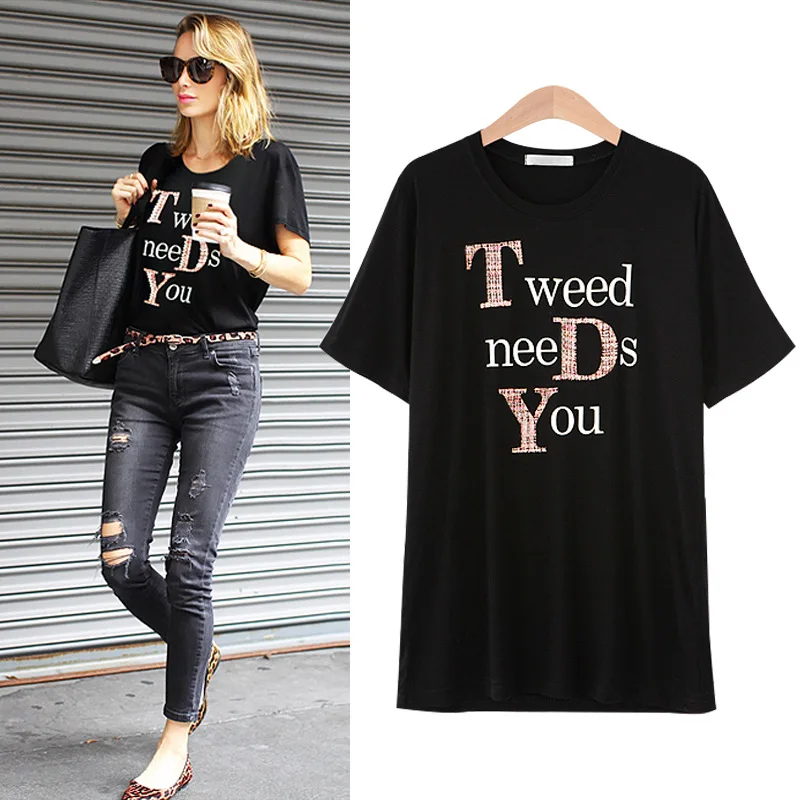 Женские летние топы из хлопка с принтом букв 2018 стильные женские повседневные