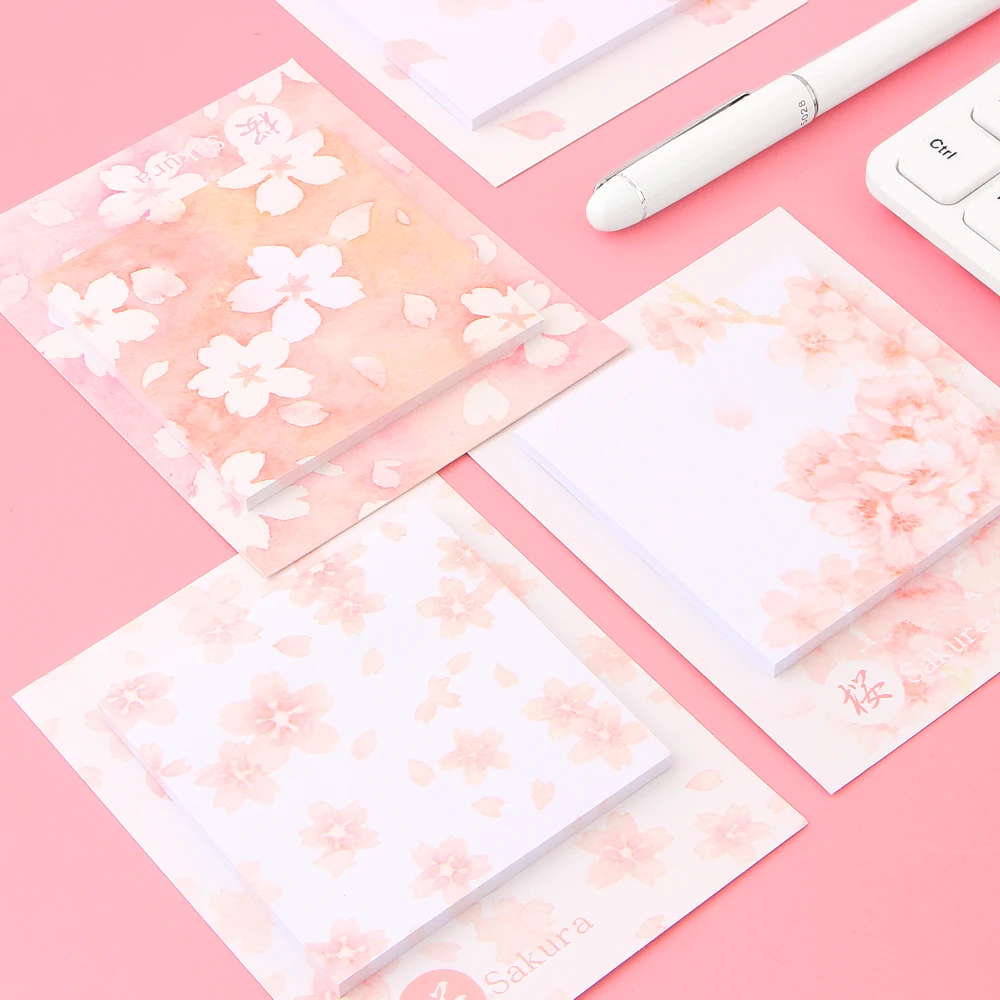 2 шт./лот Kawaii розовые вишневые цветы блокнот Липкие заметки бумажные наклейки