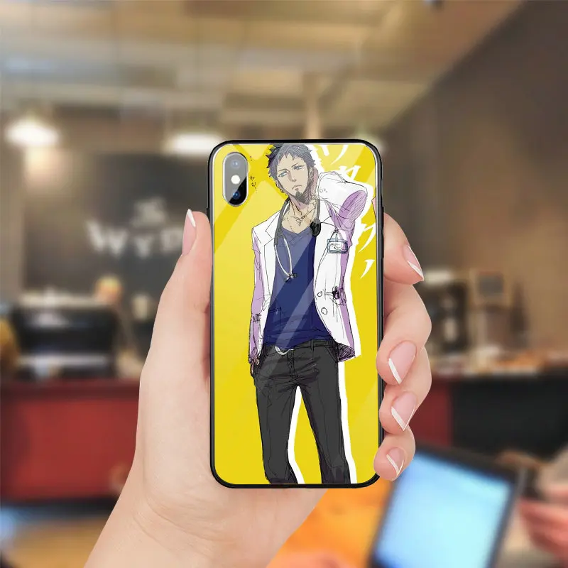 One piece Trafalgar Law логотип закаленное стекло Чехлы для мобильных телефонов Чехол iPhone 5