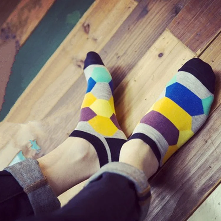 10 Пар/лот мода красочные мужчины носки лодки личность геометрия Школа ветра