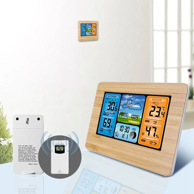 Quality Digital Weather Station Thermometer Hygrometer Barometer Wireless And Sensor Lcd Monitor Weather Forecast Indoor Outdoor