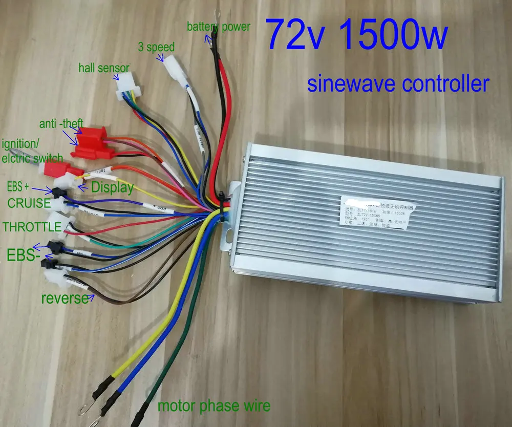 Контроллер двигателя BLDC Sinewave Vector 48v60v72v1000w1200w1500w 15 Mosfet для электрического
