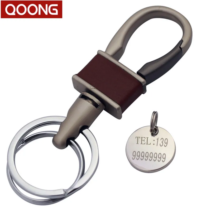 QOONG 2020 Твистер натуральная кожа брелок кольцо держатель модный металлический