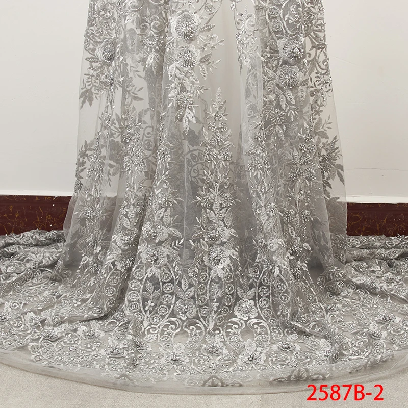 Hot Sale 2019 African Tulle Lace 5yards High Quality Luxury Peach Fabric French Handmade Beaded for Dress GD2587B-1 | Дом и сад