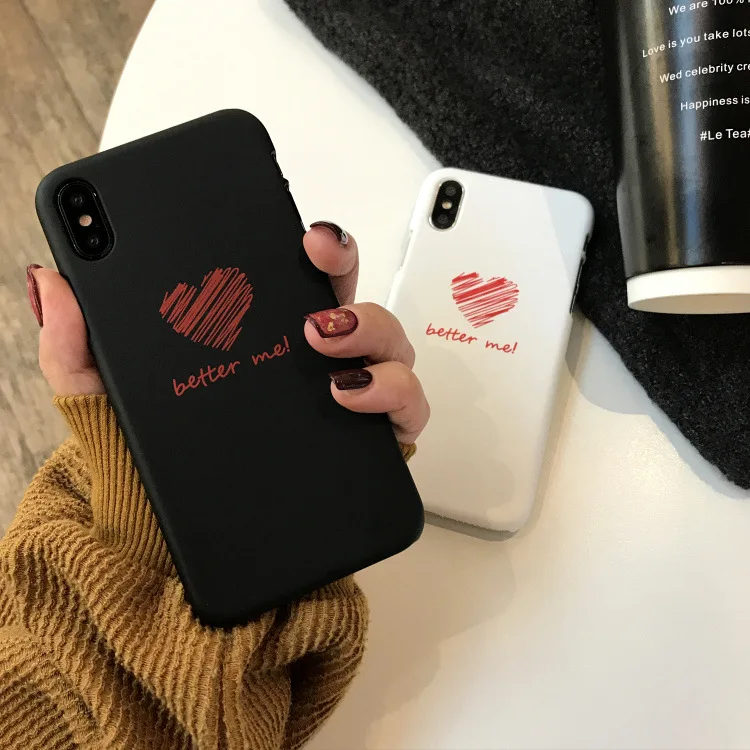 Жесткий черный чехол с сердечком для iphone 7 8X6 6 S s X XR XS Max 8 Plus чехол|Бамперы| |