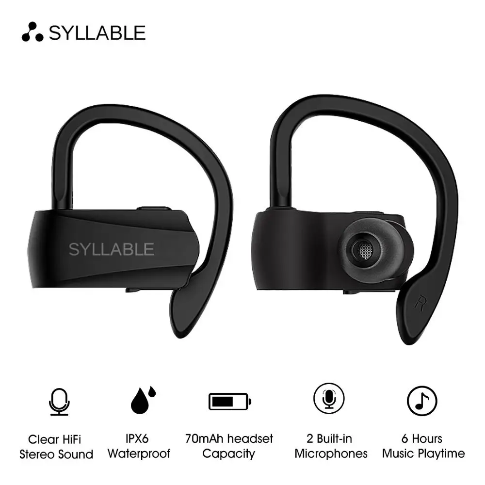 Syllable D15 беспроводные Bluetooth V5.0 наушники с микрофоном истинные стерео 70 мАч