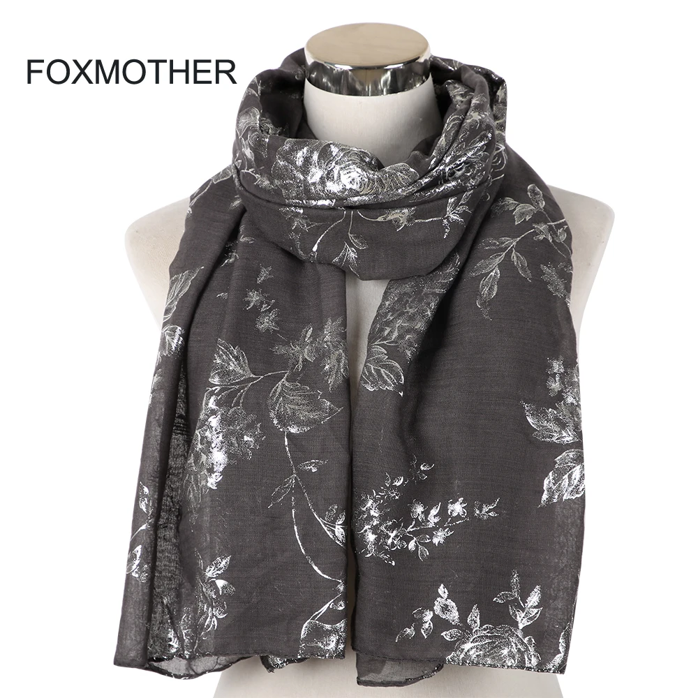 Женский Блестящий шарф FOXMOTHER темно-синяя/Розовая/серая лента из фольги