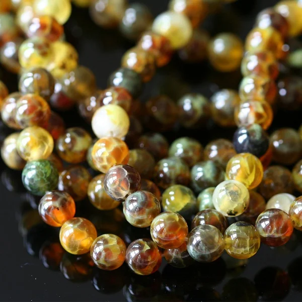 2017 Limited Rushed Metal Round-brilliant-shape Diy Loose Beads 8mm Round Fire Agat brown agates Agatee Approx 50pcs | Украшения и