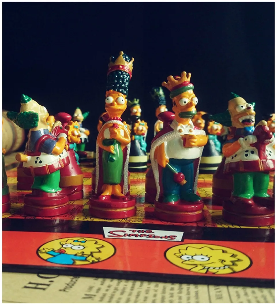 BSTFAMLY Шахматный набор Chessman Simpson, игра в международные шахматы, складная шахматная доска, ПВХ пластиковые шахматы, игрушки Souptoys I22