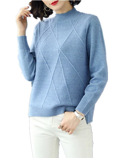 Cashmere Cotton Blend Half Turtleneck Pullover Sweater Women 2021 Autumn Winter Jumper Clothes Pull Femme Hiver Knitted | Женская одежда