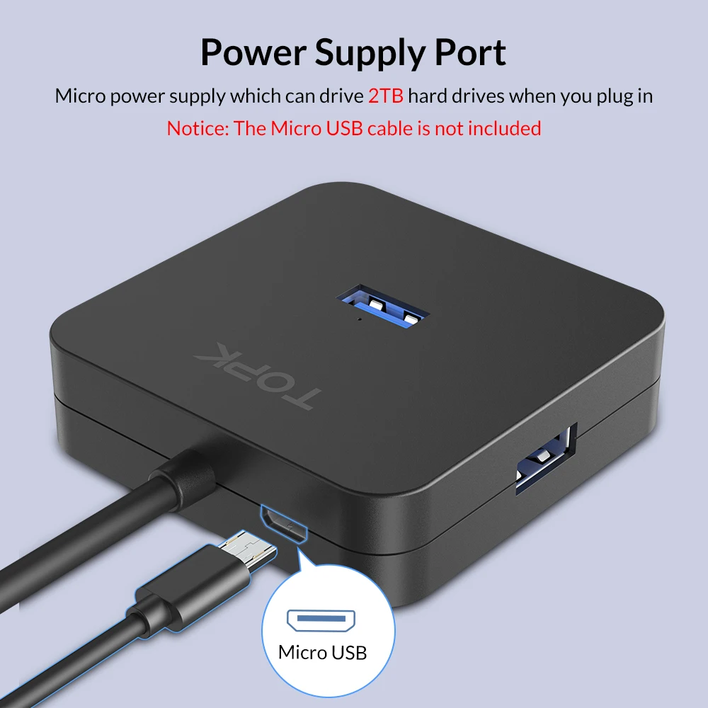 TOPK USB 3 0 концентратор 4 Порты и разъёмы Мульти высокоскоростной разветвитель 200