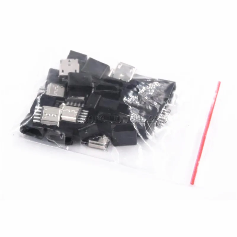 100 шт. DIY Micro USB 5P 5Pin розетка разъемы в комплекте черный и белый с оболочкой |