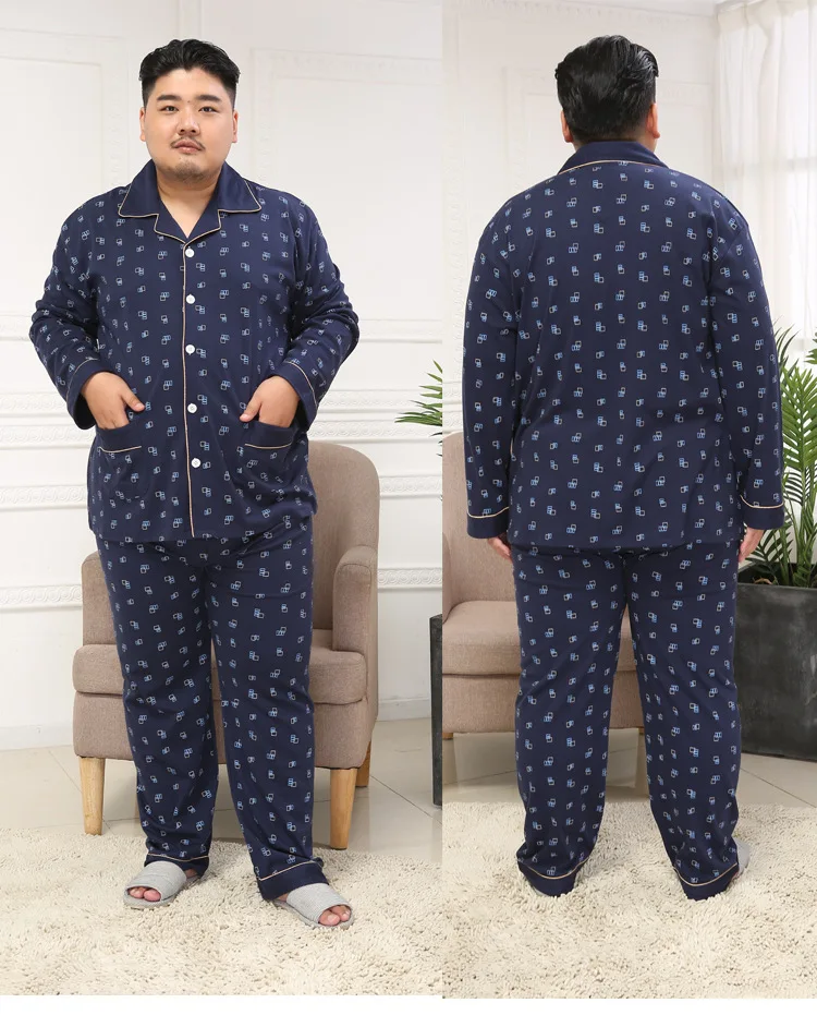 Пижамные комплекты размера плюс 5XL из хлопка, Мужская простая Пижама клетчатая, Мужская пижама, повседневная домашняя пижама, Мужская зимняя Пижама