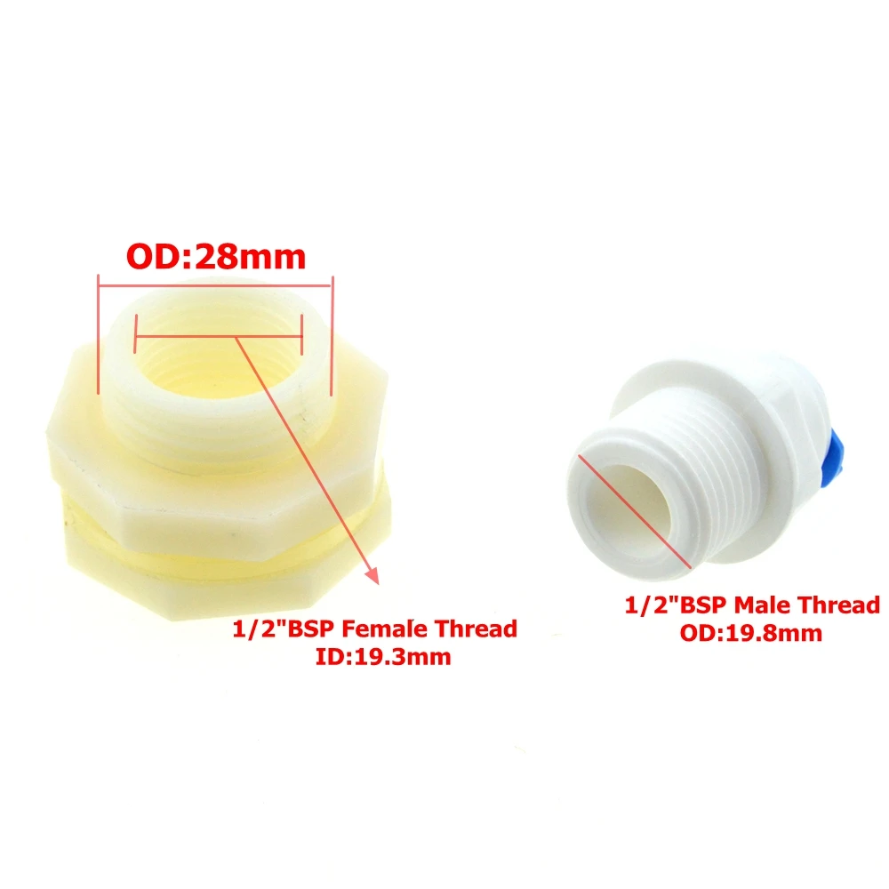 

2 Sets 3/8"OD Hose Qucik Connection Water Tank Outlet Connector Port For 9.5mm Outer Diameter Tube Tank Accessories