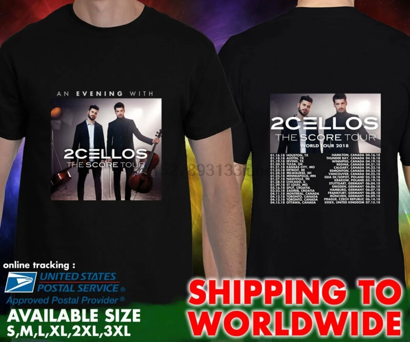 2Cellos Tour Dates унисекс черная футболка| |
