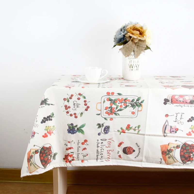7Size Korean Style Washable Rectangle Colorful Fruit Print Table Cloth Cotton Linen Tablecloth Dining Cover Kitchen Decor | Дом и сад