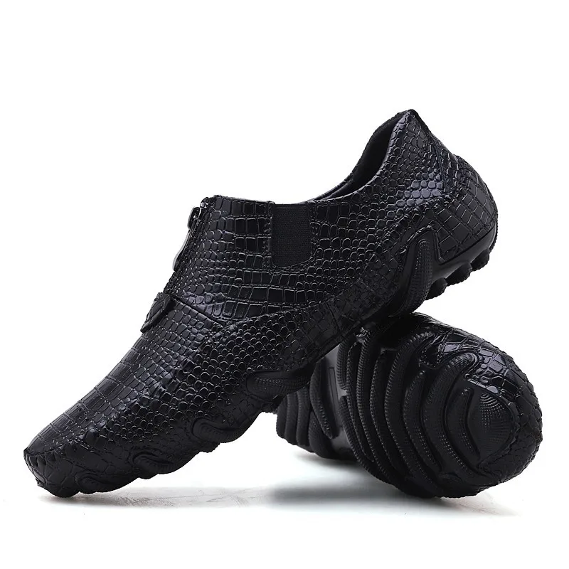 Men's Leather Casual Shoes Men Loafer Crocodile Genuine Leathers Moccasins Mens Loafers Leather Casual Boat Shoes Octopus Sole