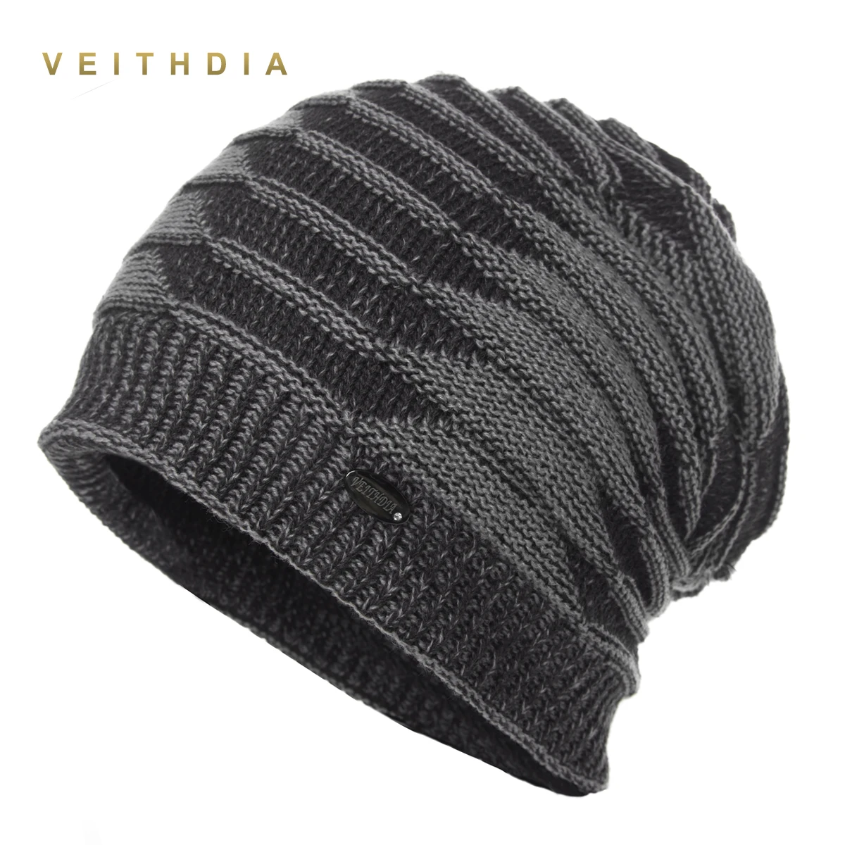 Супер крутые шапки VEITHDIA для мужчин облегающие вязаные бархатная цветная шапка в