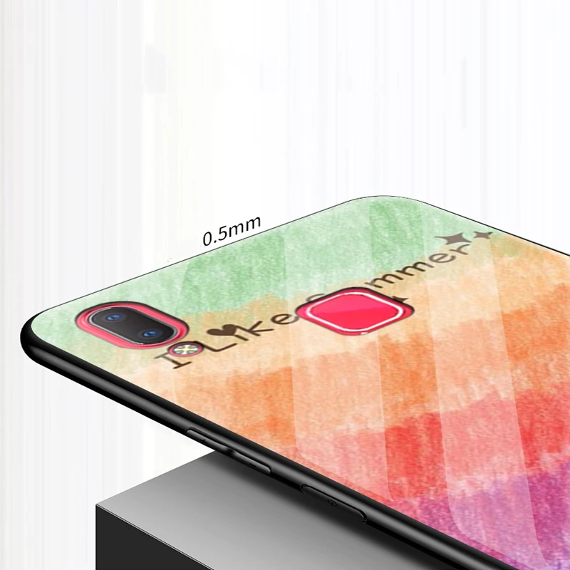 Роскошный чехол из закаленного стекла для Vivo y95 мягкая силиконовая рамка жесткая