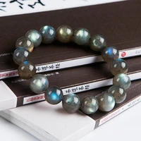 natural blue light labradorite clear round beads bracelet crystal 12 5mm yellow labradorite stone fashion women men aaaaa