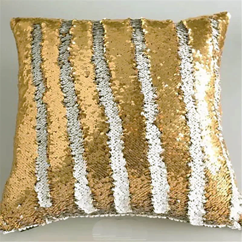 Русалка наволочка Двусторонняя Подушка Чехол coussin украшение cojines kussenhoes almofada decorativa DIY блестки наволочки - Цвет: Gold and Silver