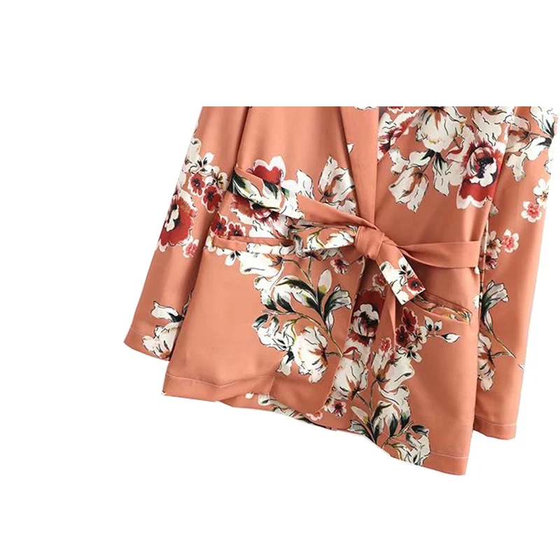 Осенний блейзер с зубчатым воротником женский цветочный винтажный Блейзер