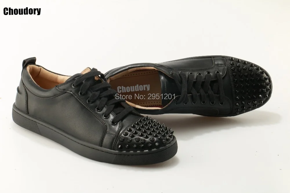 Luxury Designer Men Spikes Flats Shoe Red Black Studded Rivet Male Casual Shoes Lace up Flat | Обувь