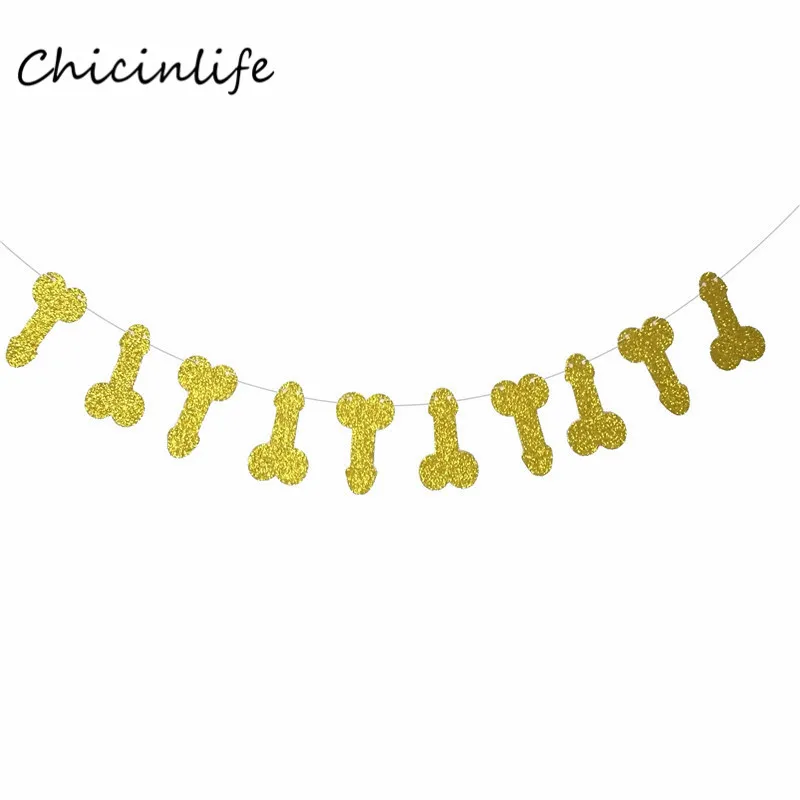 Chicinlife Вилли пенис бумажные салфетки чашки конфетти принадлежности для вечеринки-девичника Вилли напиток соломинки Свадебные куриные вечерние украшения - Цвет: gold banner