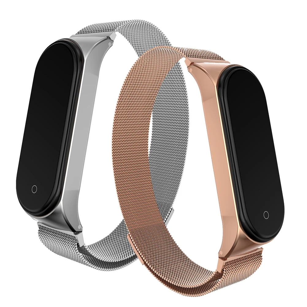 Ремешок для смарт-часов Xiaomi Mi Band 3/4 кожаный браслет с магнитной застежкой