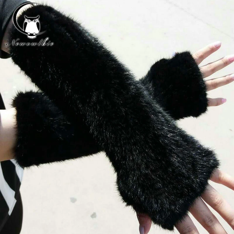 30cm 40cm Women's spring and winter, leather gloves room,natural mink long gloves, latest fashion ,warm gloves,good quality