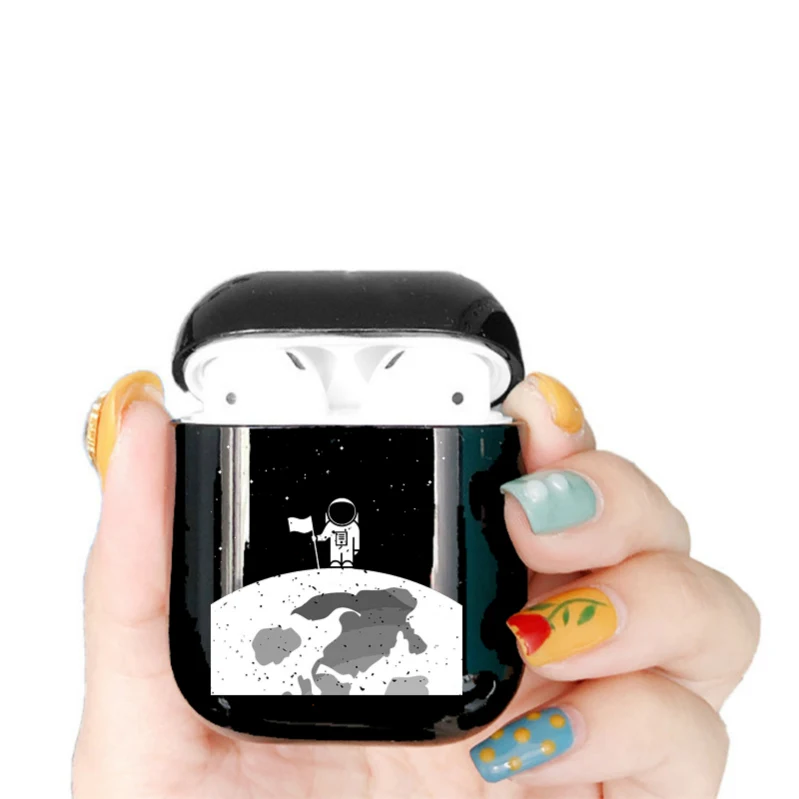 I01005S Милый чехол для airpods, чехол, мультяшная космическая планета, астротетя, Bluetooth, чехол для наушников Airpods 12, черный Жесткий Чехол - Цвет: I01005S