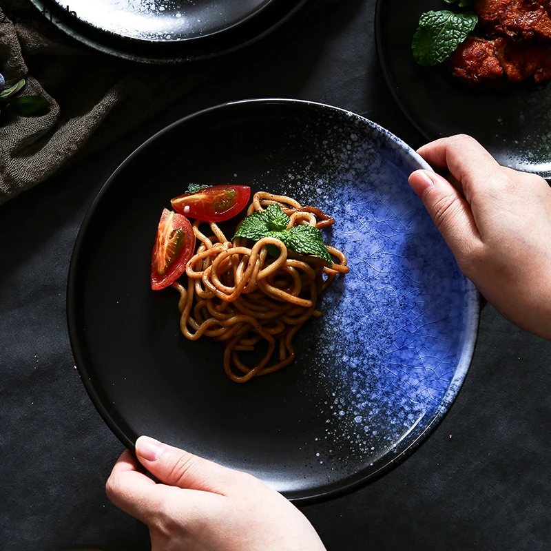 Круглые керамические тарелки в нордическом стиле для фруктов и салатов набор