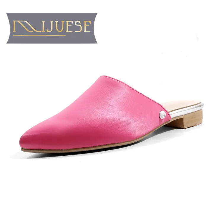 MLJUESE/женские шлепанцы из шелка с острым носком красного цвета в римском стиле на