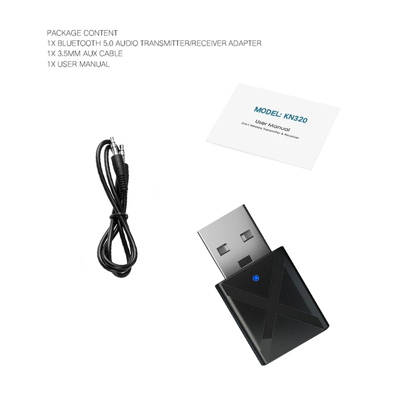 2 in 1 Stereo Wireless Bluetooth 5.0 Receiver 3.5mm Jack Audio Music Transmitter Adapter for TV Car Speaker Headphone | Электроника