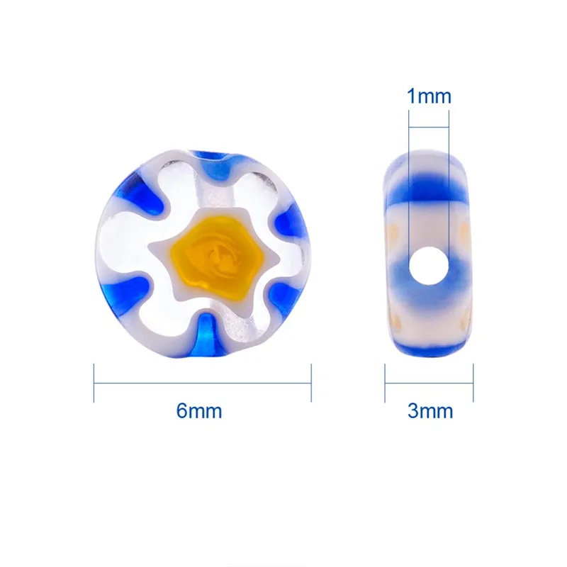 6x3 мм красочные плоские круглые Millefiori стеклянные бусины для украшений ручной